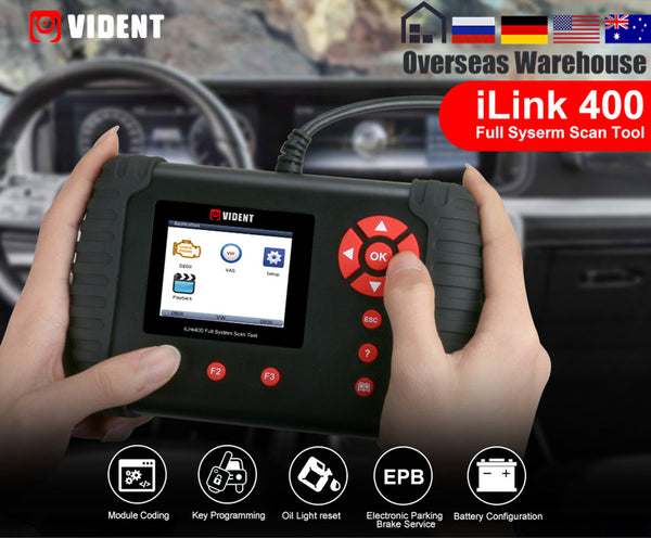 VIDENT iLink400 Automotive Full System Scanner ABS/SRS/EPB/Transmission Diagnostic tool DPF Regeneration Oil Reset Update Online